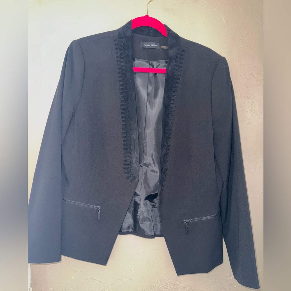 Ivanka Trump Black Blazer with Textured Trim